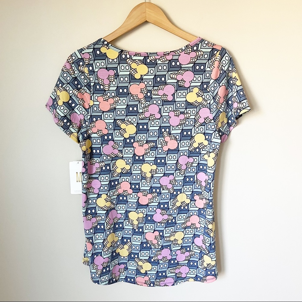 LulaRoe Disney 3D Geometric Block Mickey Mouse Classic T-shirt Green Blue M NWT - Picture 8 of 8